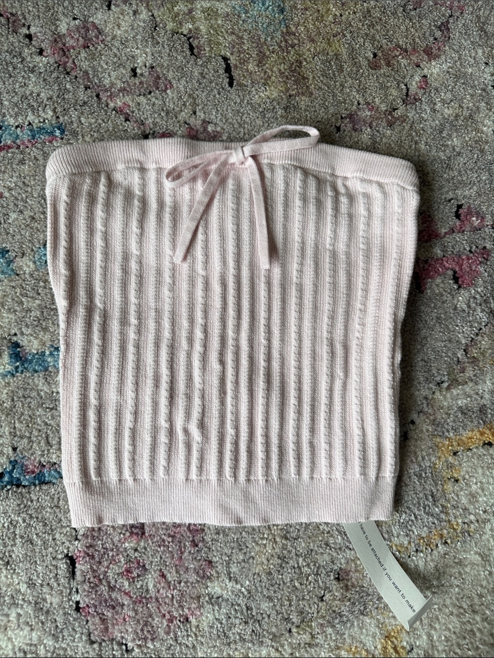 Reformation Pale Pink Ribbed Strapless Knit Top